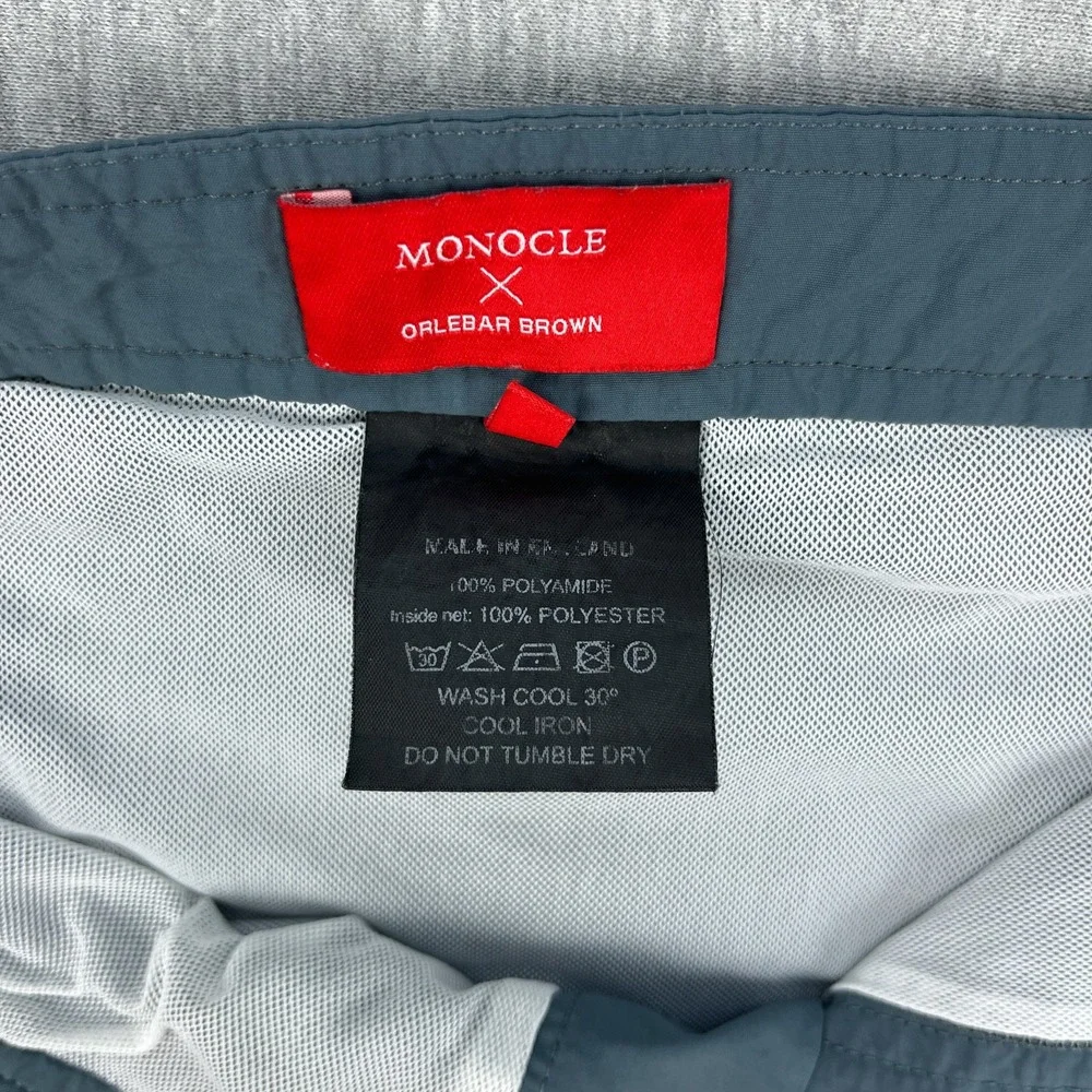 Monocle x Orelbar Brown Shorts Mens 36 Blue-Gray 100% Nylon Adjustable Waist